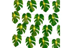 GoldRock Palmblad murgröna, ljusslinga, Hawaii dekoration, 2 m 10 LED, monstera-blad, ljuskedja barnrum, murgröna, girlang pa