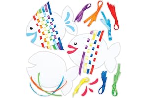 Baker Ross AR516 Ross webbset regnbågsfisk för barn – sommarpysselset för barn (6 stycken), 14 cm, blandade