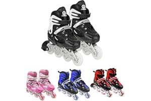 Supfine Rollers Enfants - Rollers en Ligne Comfortable avec Roues Lumineuses Taille Réglable - S/M 31-38 - Patins à roulettes pour Filles et Garçons