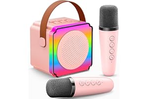 Gontence Karaoke Machine 2 Microphones, Girls Birthday Presents, Girls Toys Age 3-12 Year Old, Karaoke Machine kids Girls Gifts for 9+ Year Old Girls, Bluetooth Speaker for Kids & Adults