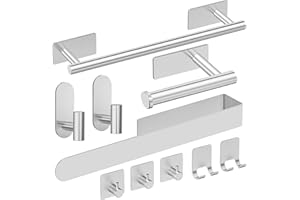 AIKER Porta Asciugamani Bagno,Versione Aggiornata Rettangolo Porta Asciugamani Bagno Adesivo 10PCS,Acciaio Inossidabile SUS304 Ispessito Accessori Bagno Per Mobili da Bagno arredo Bagno a Parete