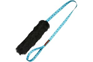 Tug-E-Nuff Dog Gear Rimorchiatore in Pelle di Pecora | Durevole Cacciatore di Rimorchiatori per Cani con Manico Extra Lungo | Ideale per l'addestramento interattivo del Cane, 47 x 12 Pollici