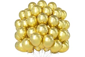 Teselife Globos Metálicos Dorados, 100 Piezas 12 Pulgadas Globos Dorados Cromados, Globos Fiesta Dorados Para Hombres Mujeres Cumpleaños Baby Shower Aniversario Graduación Navidad Para Fiestas