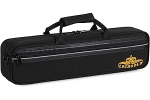 Lechgold Leichtkoffer für Querflöte - Lightcase für alle gängigen Querflöten mit H-Fuß - Thermopolsterung - Außentasche - Schultergurt - Instrument und Zubehör - Schwarz