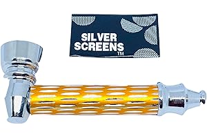 TPLF - Pipa de metal para tabaco, pipa de metal, tubo de tabaco, 8,50 cm de longitud + 1 paquete de rejillas de pantalla (verde)