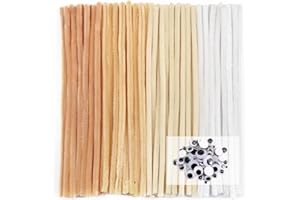 TOAOB THE ONE AND ONLY BABY TOAOB 100 pcs Pipe Cleaners Beige Series with Wiggle Googly Eyes Chenille Stems Supplies Wire Bending Plush for Art Craft Projects DIY Decorations
