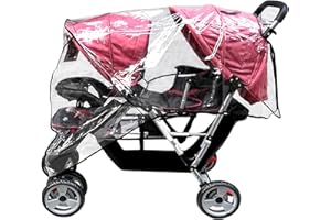SIQITECH Kinderwagen Regenschutz Universal Zwillingskinderwagen Regenschutz Wasserdicht Regenbedeckung Transparent Geschwisterwagen Buggy Winddicht Regenhaube Große Regenverdeck Staubschutz