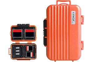 Estuche para Tarjeta de Memoria, LYNCA KH6 Funda para tarjetas de memoria con 24 ranuras para 8 tarjetas SD, 4 tarjetas CF, 12 tarjetas Micro SD/TF (Naranja)