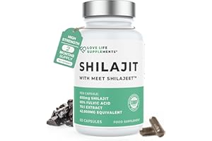 LOVE LIFE SUPPLEMENTS High Strength Shilajit Capsules, 60 x 600mg from 42,000mg Shilajit Resin, 2 Month Supply, 70:1 Extract, 60% Fulvic Acid, Pure Shilajit No Fillers - Energy, Stamina & Mood Support