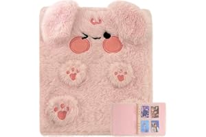 WAYUTO Plush Photo Card Folder Kpop Photo Card Album with 20 Inside Pages 2x3 Inch Cute A6 Photo Album 4 Pockets Removable Kpop Star Card Holder Pink