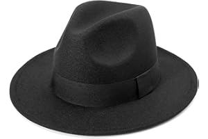 DRESHOW Chapeau Fedora à Large Bord pour Femme Avec Boucle de Ceinture Rétro Panama Floppy Hat