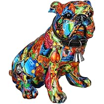 Statue Chien Street Art Résine - Déco Moderne 25 Cm | Style Graffiti Coloré | Idée Cadeau Originale