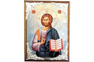 IconsGr Wooden Greek Christian Orthodox Wood Icon of Jesus Christ / AM30