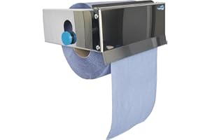 TRAILBLAZER BBQ LTD Compact Blue Roll Holder & Paper Towel Dispenser. Stylish Stainless Steel With Easy Tear Away Design | Wall Mounted With Permanent Fitting. Fits Blue Roll & White Paper Towels Up To 21cm Wide