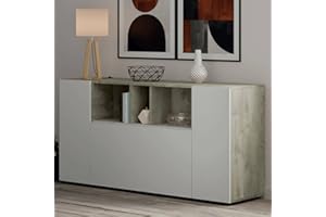 Dmora Credenza Paterson, Madia da Salotto, Buffet da Soggiorno con Scomparti, Mobile Porta TV, Armadio Moderno a 3 Ante, 150x41h76 cm, Bianco e Rovere