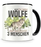 Wolf-Tasse „Rudelführerin“ – Schwarzer Druck Innen & Am Henkel, Hochwertige Keramik