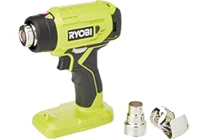 RYOBI - Decapador Pistola Térmica 18V ONE+ - 470°C, 170 L/min - LED, Mango GripZone, Interruptor de Seguridad - Entregado con 2 Boquillas (1 Reductor y 1 Reflector) sin Batería ni Cargador - R18HG-0