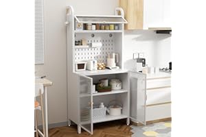 BTSAE Tall Kitchen Cupboard 175cm, Kitchen Cabinets, 5-layer Pantry Cupboard White, Storage Cupboard with Magnetic Doors and DIY Perforated Board, Kitchen Storage & Organisation (175 * 80 * 39cm white)