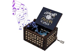jklitio Wooden Carved Music Box Valentine's Day Music Box Christmas/Valentine's Day For Lover, Daughter and Mother I Love You to the Moon and Back Stars Pattern-Blackj