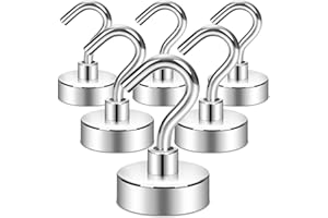 Neosmuk Haczyki magnetyczne, bardzo mocny magnes 15 kg z haczykiem na lodówkę, wytrzymały haczyk Cruise do sufitu, mały magnetyczny uchwyt do furgonetki, narzędzie (biały, opakowanie 6 sztuk)