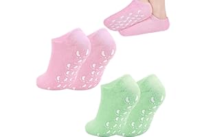 DUMHUTS Calcetines hidratantes para pies Rosa y Verde, 2 Pares Reutilizables, Ideal para Spa y Eliminación de Callos, Cuidado Profundo de Pies Secos y Agrietados, Regalo Perfecto para Mujeres
