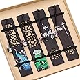 ZIZZON Wooden Bookmark for Men Women, Handmade Natural Wood Carving, Hollow Out and Painted Craft, Ideal Gifts for Men Women Friends Girls Teachers, Birthday Present (Peacock and Lotus)