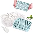 HomeCloud Round Ice Cube Trays (33x3=99Cubes) - Perfect for Chilled Drinks | Complete Set with 3 Packs of Pink Trays, Ice Bin with Lid and Scoop - BPA Free, Easy Release & Stackable (Blue)