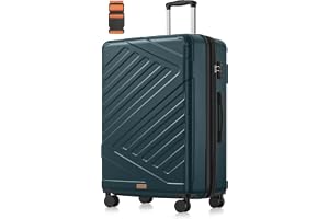 Songmics resväska, hårt skal med TSA-lås, resväska, ABS-trolley, 4 tvillinghjul, utbyggbar, XL, 75 cm, mörk turkos RLP003C101
