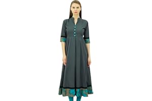 Bimba Baumwolle Anarkali Kurti Designer Ethnic Ausgestelltes Kurta Kleid Damen Indisches Tunika