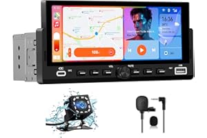 AWESAFE Radio de Coche 1 DIN Universal con Carplay y Android Auto Inalámbrico,Autoradio 1 DIN con Pantalla Táctil de 6.86 Pulgadas y Cámara Trasera, Admite Bluetooth/Mandos Volante/FM/USB