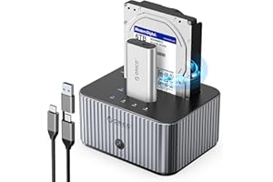 ORICO 10Gbps Station d'accueil pour Disque Dur SATA 2,5"/3,5" Pouces et M.2 NVMe SSD avec clonage Hors Ligne, avec Boîtier à Dissipateur Thermique en Aluminium (IT28E-C)