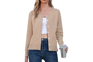 GRECERELLE Women's Button Down Crewneck Cardigan Knit Lightweight Long Sleeve Side Split Designer Jumper Cardigans Casual Outwear Tops for Dress Summer Evening Wedding