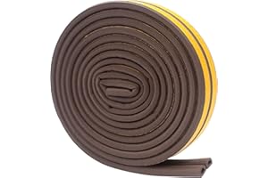 Cinvo Tira de espuma autoadhesiva para puerta con sello de ventana para insonorización, evitar colisiones, aislamiento, bloqueador de espacios para puertas y ventanas (paquete de 2, marrón)