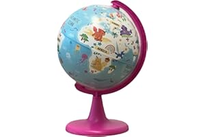 TOPGLOBE Globe de 15 cm « Unicorn Adventure » avec 54 puzzles. Rotation, rotation, jeu, découverte des licornes et des pays de la Terre.