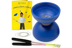 Diabolo Freizeitsport - Diabolo Set de Jonglage - Comet - BLEU- Baguettes en Aluminium - Ficelle de Remplacement Supplementaire - Guide inclu - Idéal pour Débutants et Enfants
