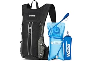 WOSTOCK Sac d'Hydratation， Sac à Dos de Course Ultraléger，Sac à Dos de Vélo， avec Bouteille de 500ml & Vessie de 3L – Conception pour Femme Homme Marathon Randonnée