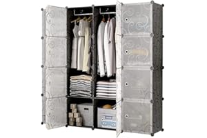Hallo Home® Portable Garderobe für hängende Kleidung tragbarer Kleiderschrank Kombischrank, modulare Schrank für platzsparende, ideale Storage Organizer Cube für Bücher 16 Cube