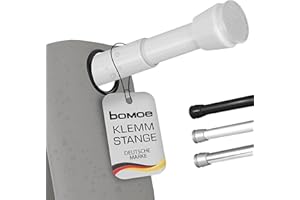 bomoe Teleskopstange Duschstange Ohne Bohren 140-260 cm Stufenlos Ausziehbar – Gardinenstange zum Klemmen Rutschfest Klemmstange für Gardinen – Duschvorhangstange Weiß Vorhangstange Ohne Bohren