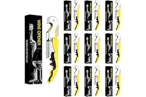 VAVAVIA Korkenzieher Weinöffner,3-in-1 Kellnermesser + Flaschenöffner + Kurzmesser Kapseln,Wein- und Bieröffner Edelstahl (5, gelb)