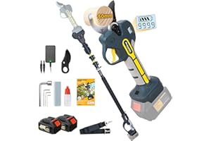 Prunarbo 2 en 1 Sécateur Électrique Sans Fil 50 mm avec Perche et Deux Batterie 4Ah Coupe Branche Télescopique Extensible 1.5-2.8M - Compatible avec Makita 18V Batterie (PR-E50-Set)
