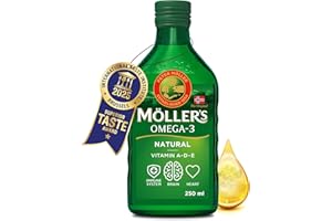 MÖLLER'S Moller’s ® | Aceite de hígado de bacalao | Complemento dietético con omega-3 EPA, DHA y vitaminas A, D y E | Sabor Neutro | 250 ml