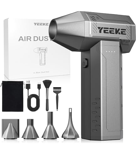 Souffleur Air Comprimé K&F Concept 300000 Tr/min - 3 Vitesses, écran LCD, LED, Batterie 6000mAh, Portable