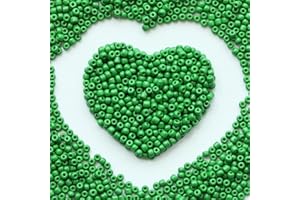 VOOMOLOVE 4mm Green Seed Beads About 1600pcs/110Grams in Bag,6/0 Glass Craft Beads for Making Earrings, Waist Jewelry, DIY Handmade (Green)