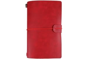 PLPLAAOO Vintage PU Leather Note Book, Travel Journal Notebooks, Vintage Journey Diary, klasyczny wytłoczony spersonalizowany notatnik A6 dla kobiet, mężczyzn, dziewcząt i chłopców, 8,2 x 5 cali(red), Vin
