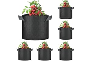AEUZWR Pflanzbeutel aus Vliesstoff, 6 Stück Pflanztasche 3 Gallon, Pflanztaschen 12L mit Griffe, Pflanzsäcke für Tomaten, Gemüse, Blumen, Pflanzbeutel Anzucht für Balkon, Garten, Gewächshaus (Schwarz)