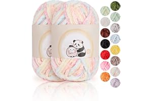 Aeelike 200g Fil Chenille Crochet, Soft Chunky Laine Chenille, Velvet Velouté Moelleux Pelote Chenille à Crocheter, Laine Chaude en Peluche pour Bonnets, écharpes, Couvertures, Cluster de Fleurs