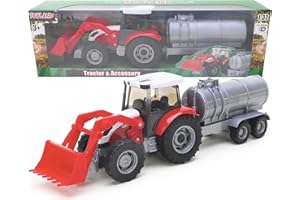 Toyland® Set trattore e rimorchio in scala 1:32 - Giocattoli per bambini (Rosso)