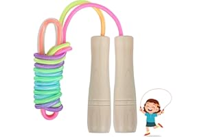 BAFUMIU Corda per saltare bambini 260 cm, corda regolabile con manico in legno, per ragazzi e ragazze, ideale per il fitness e le attività all'aperto.