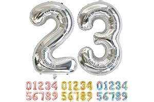 Ponmoo Luftballons Zahlen 23/32 Silber, Riesen Nummer 0 1 2 3 4 5 6 7 8 9 10-19 20-29 30-39 40 50 60 70 80 90 100, groß Folienballons für Hochzeit Jubiläum, Geburtstagsballons Party Dekoration