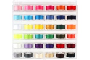YUEYUAN 36 Pcs Sewing Machine Bobbins Thread, Sewing Thread Kit with Storage Box Pre Wound Bobbins Set for Brother/Babylock/Janome/Elna/Kenmore/Babylock/Singer Sewing Machine